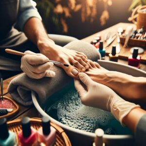 toally screwed up image from AI supposed to show pedicure, but ands and feet are totally mixed up